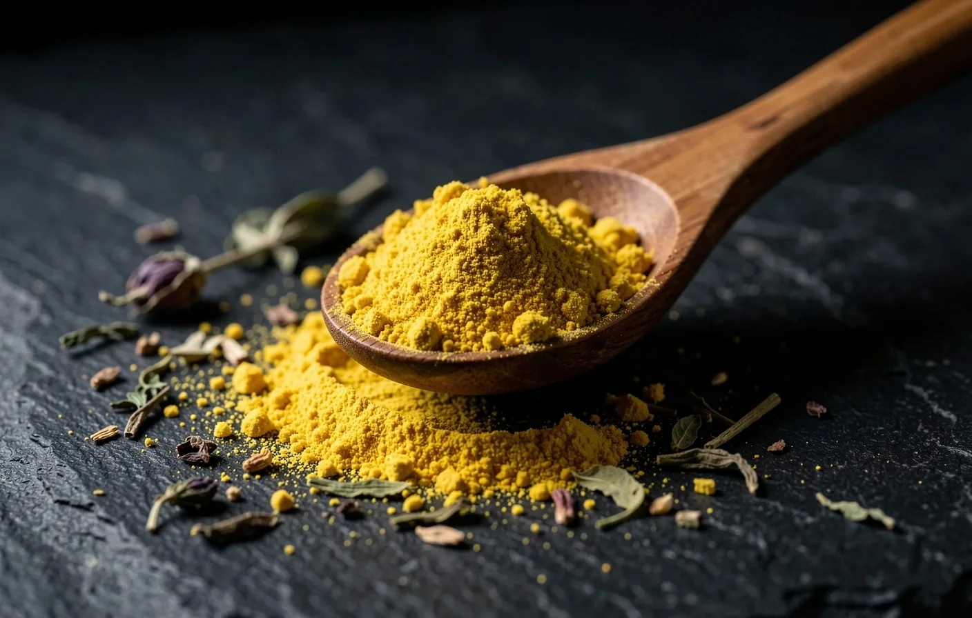 Maca root powder in a glass beaker