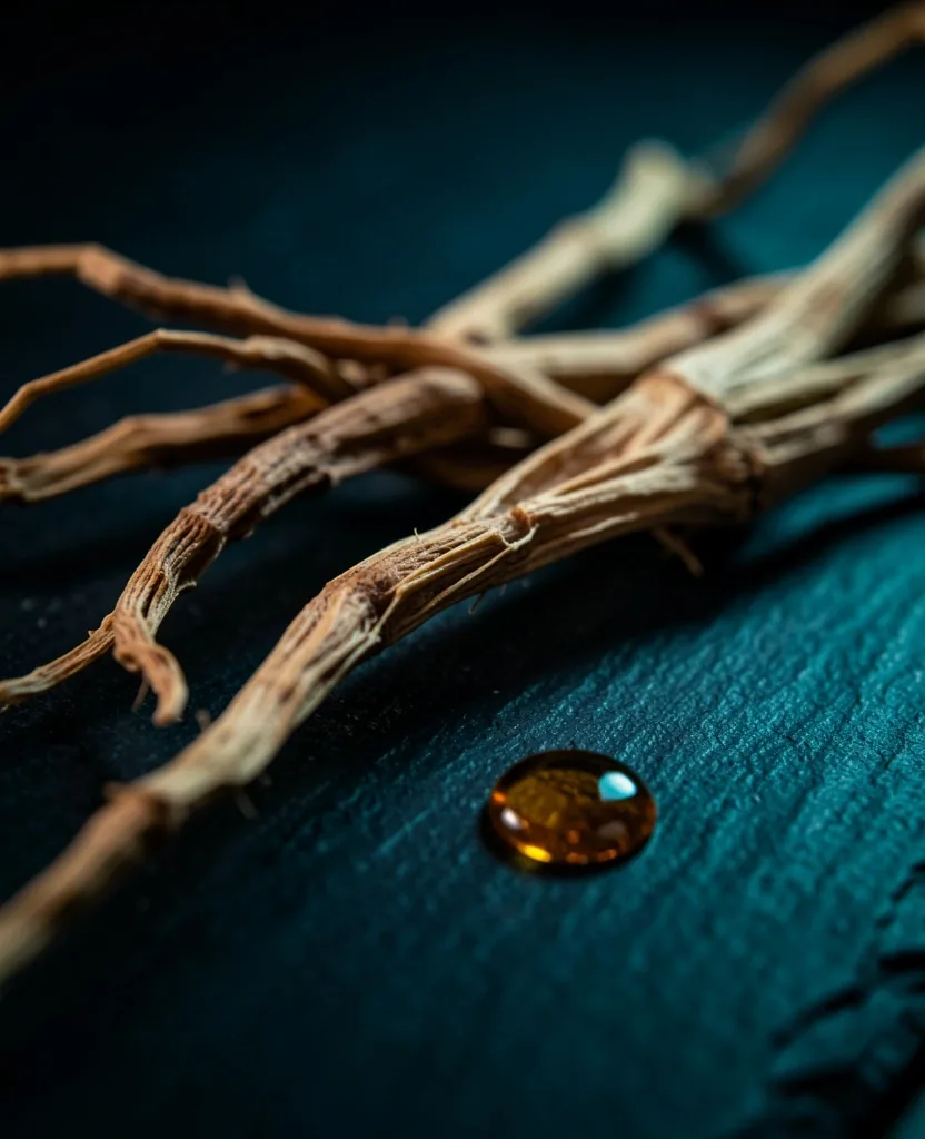 Botanical ingredients on a dark surface