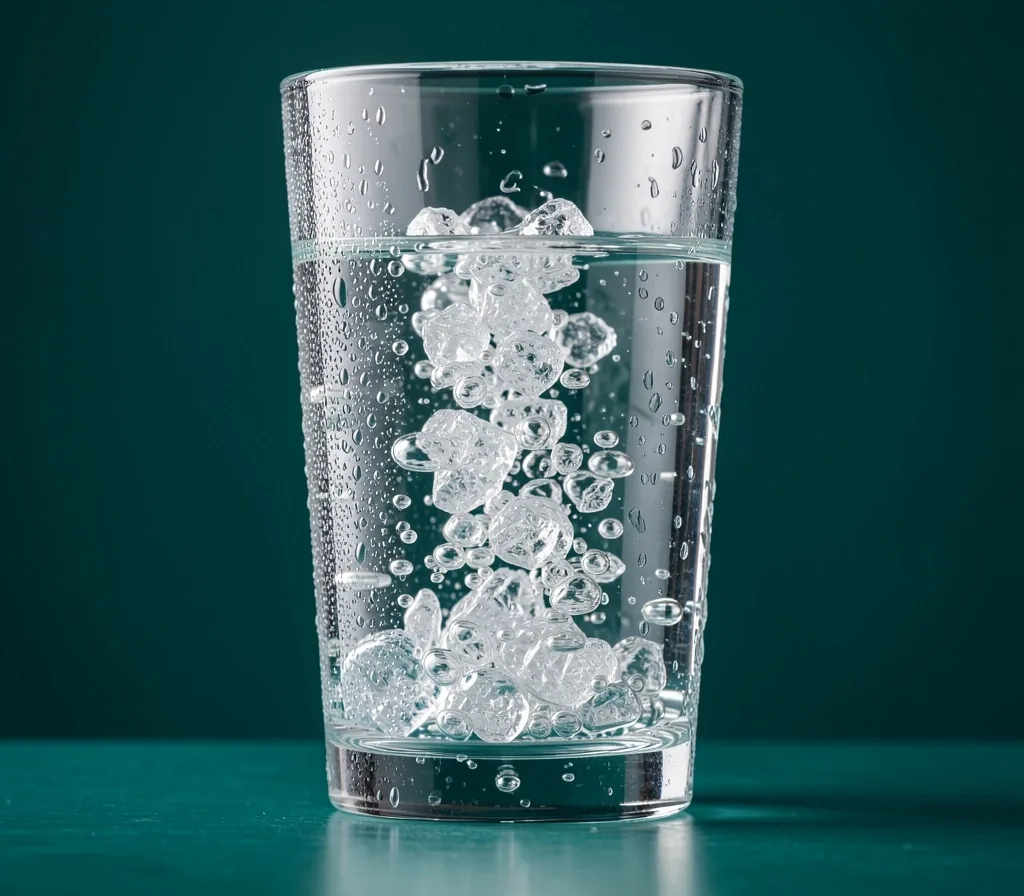 Glass of water with dissolving minerals
