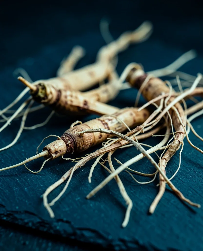 Botanical roots on a dark surface